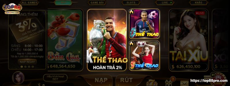 Cac cong cuoc the thao sieu hot tai TOP88